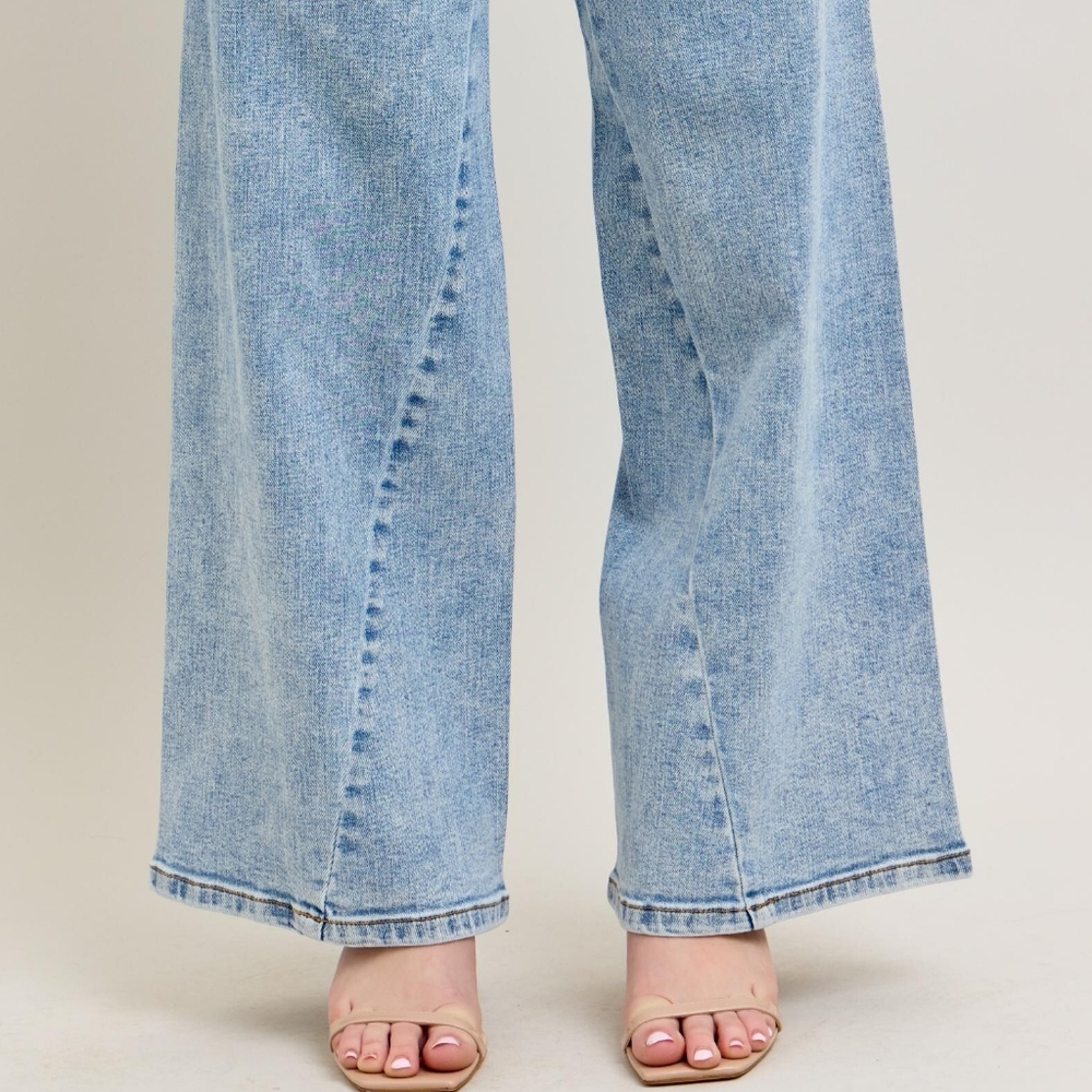 Judy Blue High-Rise Boyfriend Jeans Ultra Wide Leg Panel Relaxed 90s Denim Pants - Picture 15 of 16
